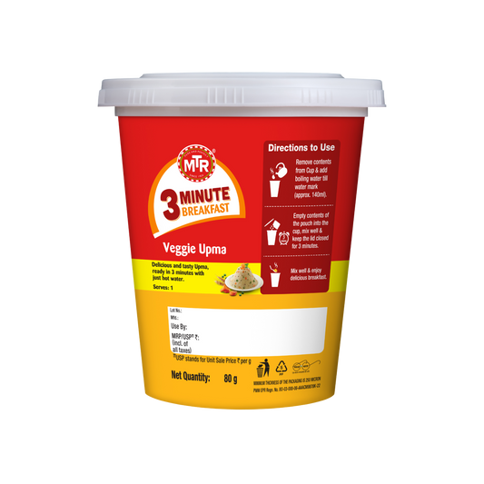 3 Minute Veggie Upma Cup