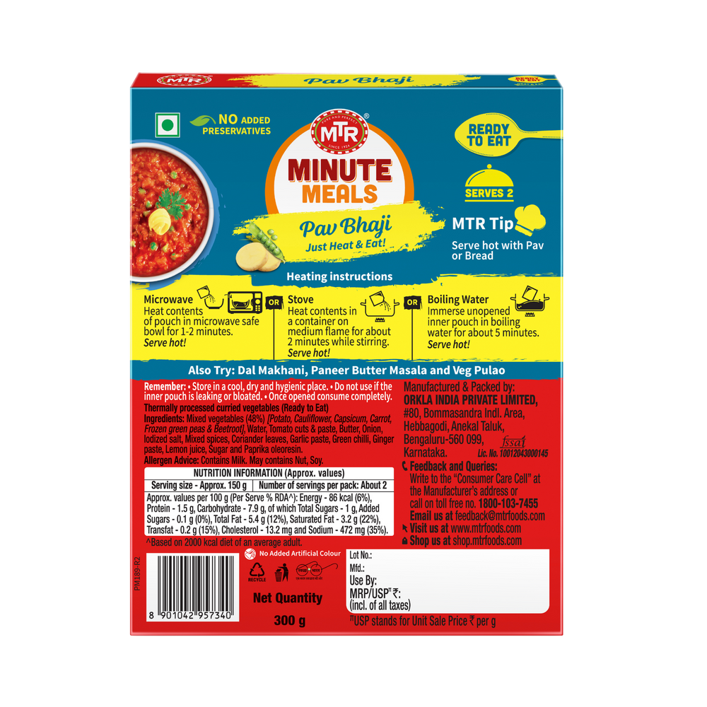 Ready to Eat Pav Bhaji