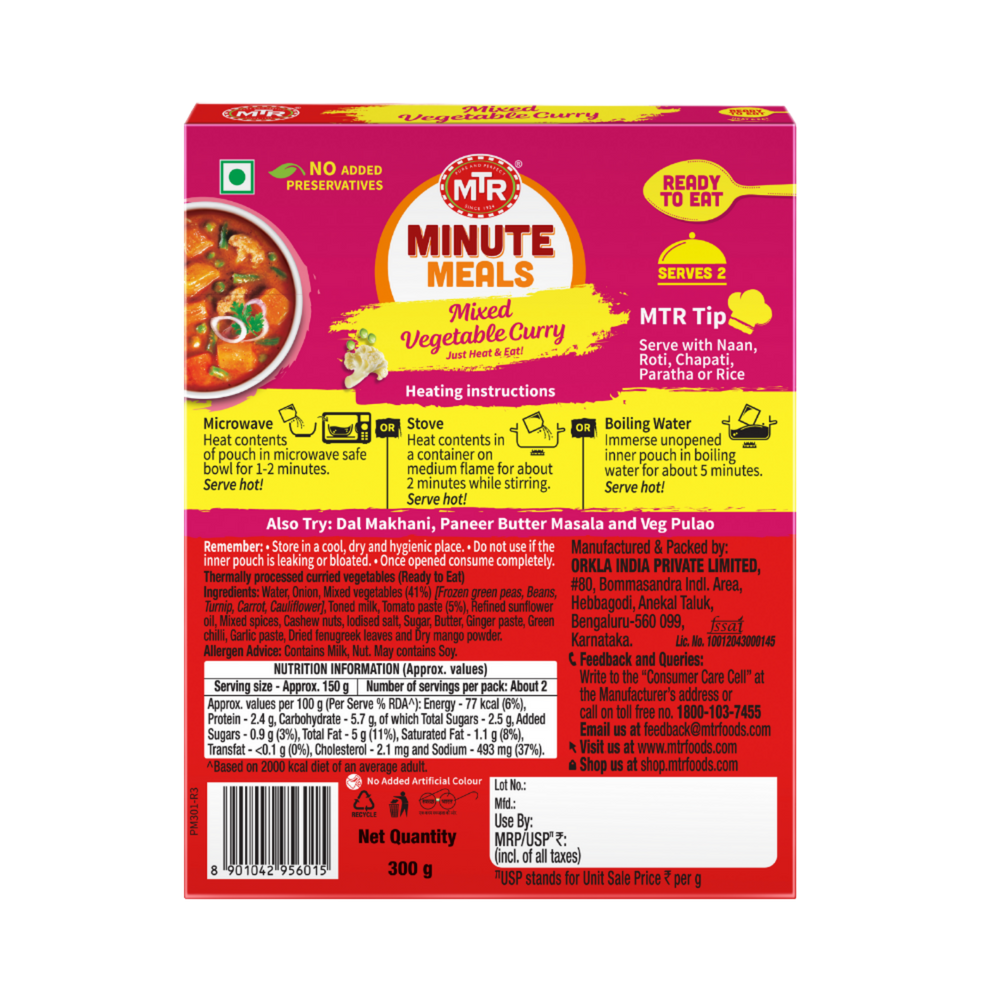 Ready to Eat Mixed Vegetable Curry