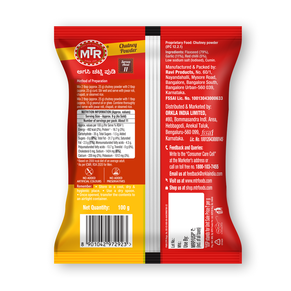 Flaxseeds Chutney Powder (Agasi Chutney Powder)