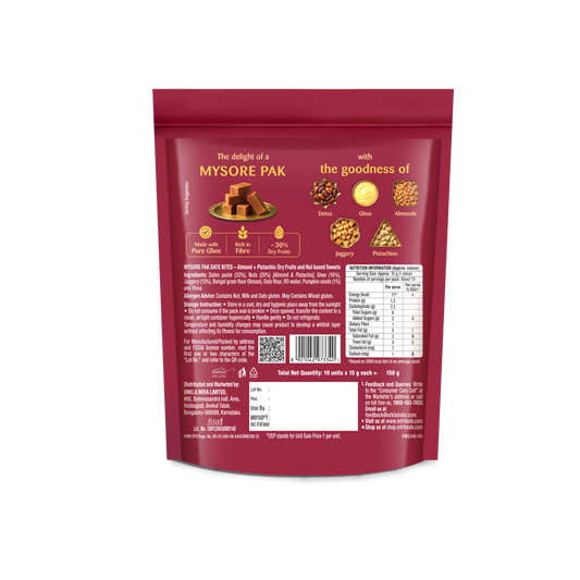 MTR Mysore Pak Date Bites - Almond + Pistachio - 150g